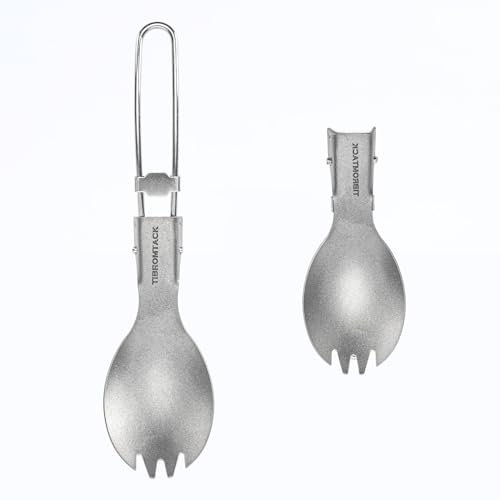 TIBROMTACK Zusammenklappbarer Göffel aus Titan, Outdoor-Besteck, extra stark, ultraleicht, (Ti), gesundes und umweltfreundliches Besteck für Camping, Wandern, Reisen, Picknick