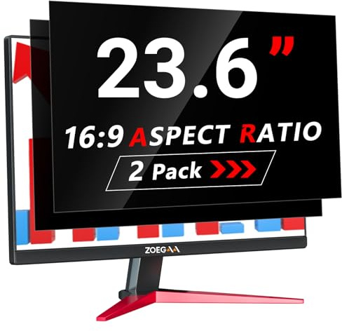 ZOEGAA 2 Stück Sichtschutzfolie 23.6 Zoll Monitor 16:9 Entwickelt und Produziert Fabrik,Abnehmbar und Anti-Blaulicht Blickschutzfolie für HP Dell Acer Asus Samsung Lenovo