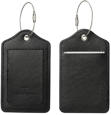 NY NEYYOS - 2 Stück Kofferanhänger, wasserdichte Gepäckanhänger aus PU Leder für Reisetasche, Koffer, Handgepäck, Tasche; Kofferschilder, Namenschild, Adressschild, Reisezubehör, Luggage Tags Urlaub