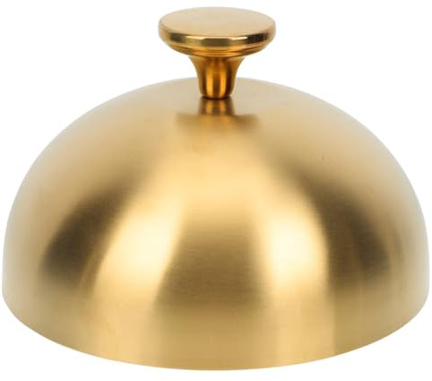 DEARMAMY Edelstahl-Steak-Abdeckung Pfannen-Abdeckung Schmelzkuppel-Abdeckung Innen-Grill-Pfanne Bratpfanne Heft-Abdeckung -Displayschutz Rund Goldene Servierplatte