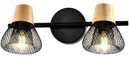 LQWELL® E14 Wandleuchte, LED Wandlampe Innen Wandbeleuchtung Wandspot im Retro-Industriestil, für Studio Bartheke Hotel Schlafzimmer Wohnzimmer Treppe Saal, Mattschwarz Metall, 1/2/3/4 Flammig