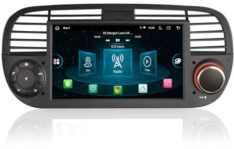 Erisin 8-Core 4Go RAM+64Go ROM Android 13 2Din Autoradio GPS Stéréo pour Fiat 500 500C 500S 500E 7 Pouces Écran Tactile sans Fil CarPlay Android Auto Dab+ FM Radio DSP WiFi Can-Bus Bluetooth RDS OBD2