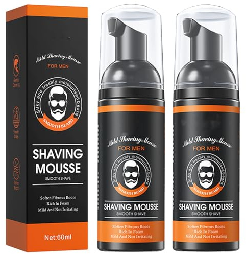 Moisturising Shaving Mousse, Protective Shaving Mousse With Moisturising Ingredients, Men'S Shaving Foam Enriched With Glycerine And Glycine,Soothes Protects Sensitive Skin Cleanses Comfortably(2pcs)