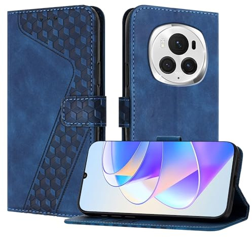 YIRRANZD Handyhülle für Honor Magic 6 Pro 5G Hülle, PU Leder Klapphülle Kartenfach Ständer Magnetisch, Flip Case Cover Handytasche Stoßfeste Schutzhülle für Honor Magic 6 Pro 5G (Blau)