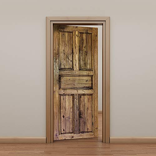 Türtapete Selbstklebend Holz Korn Braun Türfolie Tür PVC Türtapete Selbstklebend Türfolien Abnehmbar Türposter Abziehen und Aufkleben Türaufkleber Wasserdichte 88x200cm