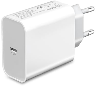 Cargador USB C 25W para Samsung Galaxy A17 5G A16 A15 A55 A27 A54 A25 A26 A34 A14 A53 A06 A23 A33/S24/S25/S26 S22 S23 FE/A52 A13 A12/iPhone 15/16 Pro MAX Enchufe Móvil Cabezal Adaptador,Carga Rápida