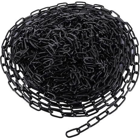 WOPPLXY 12M Black Galvanized Steel Chain - 2.5MM Heavy Duty Chain Links for Swing, Gate, Garage, Security