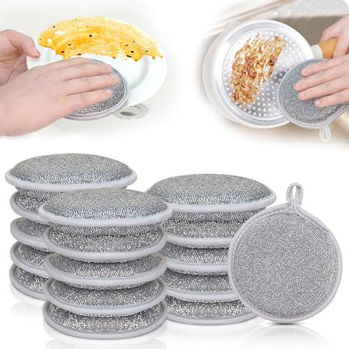 Putzlappen Spültücher Multipurpose Wire Dishwashing Rags, 2024 Mehrzweck Geschirrspüllappen aus Draht, Doppelseitiger Draht Putztücher, Wiederverwendbar Topfreiniger Putzlappen (15pcs)