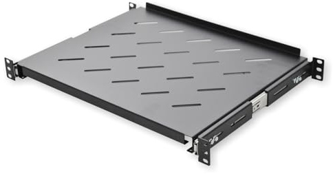 Koscom Connect Fachboden ausziehbar für Netzwerkschrank 19 Zoll I Ablage | Server Rack Ablagefach 483x350x45 mm I Ausziehboden zum Festeinbau ab 450 mm Tiefe I Lochblech schwarz I Hohe Traglast