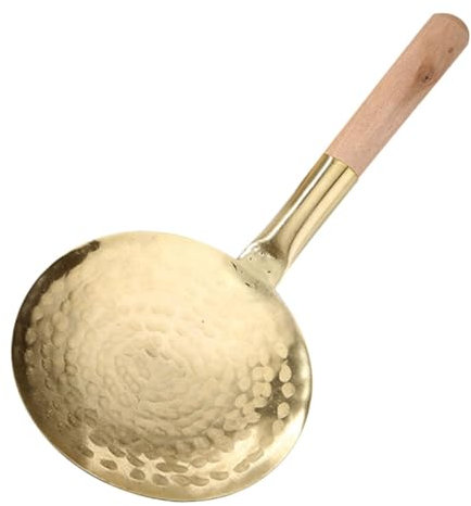 CIYODO Mestolo in Metallo Manico in Legno 10 Cm, Cucchiaio Multifunzione Per Servire Tofu e Riso, Paletta Da Cucina Portatile Per Uso Domestico e Preparazione Di Zuppe