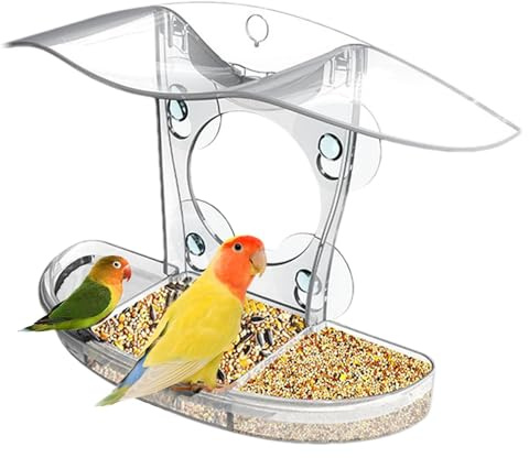 Vogelfutterstation mit transparentem Fenster für den Außenbereich, Vogelfutterstation mit Saugnapf, transparentes Vogelhaus für Sichtfenster