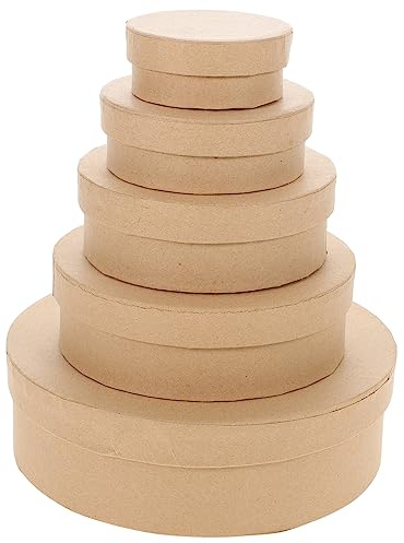 HOMOCONO 5 Runde Pappschachteln mit Deckel Schachtel Rund aus Karton für Schmuck und Kekse Hohe Tragfähigkeit Leicht zu Tragen 5 Stück