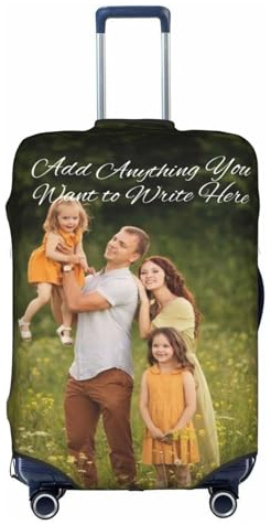SJHAZSL Personalisierte Kofferhülle, Elastischer Koffer Trolley Protector Cover mit Ihrem Foto und Text oder Logo, waschbar Stretch Gepäckabdeckungen für 18-32 Zoll