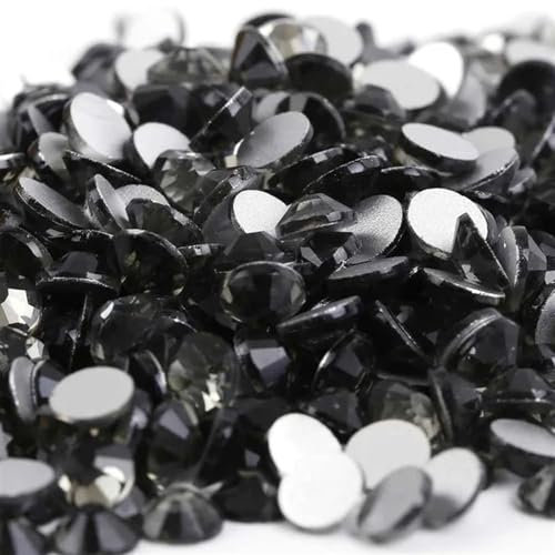 WJLYDM Kristall Nicht Hotfix Strass Super Helle Glas Strass 3D Nail Art Dekoration DIY Kleid Kleidung(Black Diamond,Ss3 1440pcs)