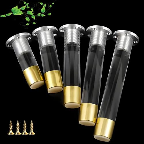 10-30cm Couch Legs For Furniture Set Of 4, Heavy Duty Furniture Replacement Legs, Acrylic Height Adjustable Table Legs For DIY Furniture Projects(Brass,15cm/5.91inch)