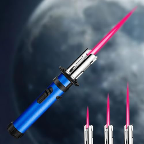 GAOUTO Accendino a Fiamma Jet: Gaz Ricaricabile, Antivento, Fiamma Regolabile, Per Candele, Cucina, Camino, Barbecue, Campeggio (20.5 cm, Nero)