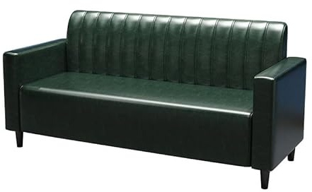 Schwarze Kunstleder-Sitzkabine, kleine schwarze Ledercouch, armloses Loveseat-Sofa, moderne armlose Kabine für Restaurants, Wohnzimmer und Wohnung, mit Massivholz für 3 Sofas