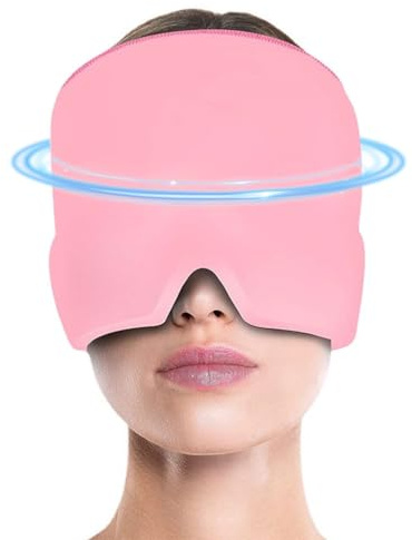 QEXUJOW Coussins thermiques chaud et froid,Bonnet extensible pour maux de tête, bonnet de thérapie par le froid, masque de sommeil, soulage les maux de tête, les poches, la pression oculaire