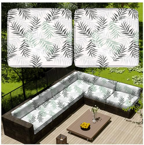 1/2/4 Pcs Patio Cushion Covers Waterproof – Outdoor Rattan Furniture Cushion Replacement Slipcovers with Zipper for L-Shaped Garden Sofa or Corner Couch (Flower 5,60x60cm 2 pcs)