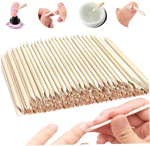 Spingi cuticole 100 radici bastoncini d'arancio per unghie 3 pollici lisci e senza spine bastoni per unghie in legno strumento per cuticole multifunzionale a doppia faccia per manicure e pedicure
