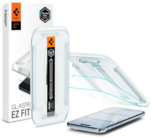 Spigen Glas.tR EZ Fit Skärmskydd kompatibel med iPhone Air, 2 Stycken, med Sjabloon voor Installatiem, Case friendly, 9H härdat glas