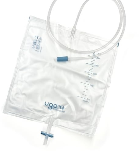 Ugo 3L Night Bags (x10) - Urine Drainage/Catheter Night Bags, T Tap or Lever Tap with Kink-Free Connection – Sterile & Non-Sterile, Overnight Use (Ugo 14 - Single Use T Tap, Non-Sterile)