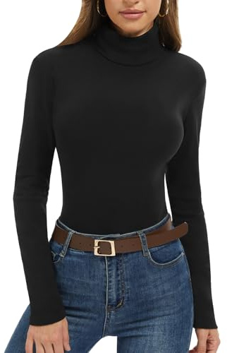 AMIYOYO Pullover Damen Rollkragenpullover Langarm Thermounterwäsche Stretch Langarmshirt Elegant Weich Rollkragenshirt Slim fit Strickpullover für Herbst Winter