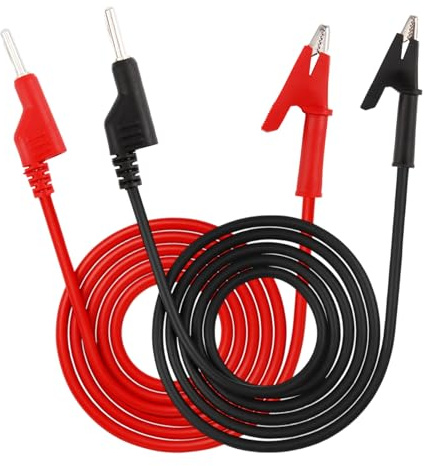 2PCS Multimeter Test Leads 4mm Banana Plug to Alligator Crocodile Clips Cable 1000V 15A Pure Copper Wire, Electrical Testing Probe Set for Digital Multimeter DIY Lab Automotive Use