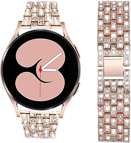 V-MORO Damen Schmuck Armband für Samsung Galaxy Watch 7/6/5/4/FE 40mm 44mm | Elegantes Strass-Design, Edelstahl Metall Ersatzarmband kompatibel mit Watch 6&4 Classic, Watch5 Pro, Active2 & Watch3 41mm