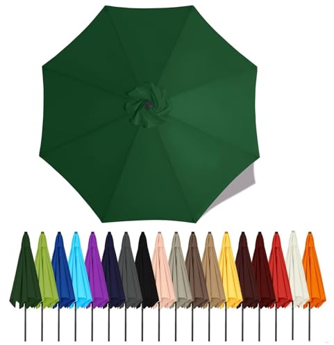 Umbrella Canopy Replacement Outdoor 6/8 Rib 6FT 7FT 8FT 9FT 10 FT 11FT, Market Patio Table Cover For Backyard Garden Courtyard Swimming Pool Lawn, Market Umbrella Top(Dark green,2.3m - 6Ribs)