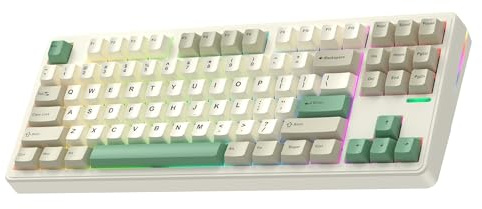 ELECFOX Linky 87 Wireless Mechanical Keyboard,Tri-Mode BT5.0/2.4GHz/USB-C Hot Swappable Custom Keyboard, Linear Switches,RGB Backlit Computer Gaming Keyboards for PC/Tablet/PS/Xbox(Timber Green)