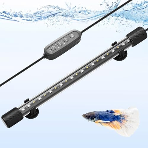 FEDOUR 38CM Aquarium Led Beleuchtung, 24/7-Modus Aquarium LED Licht mit Vollspektrum RGBW LEDs, IP68 Wasserdichte Fisch Tank Lampe mit Dimmen, Timer- und Farbverstellung
