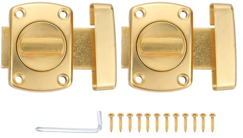 PATIKIL 2 Pcs Catenaccio A Scomparsa Rotante, 2.2 Ferramenta Per Cancello A Doppia Faccia In Lega Di Zinco Con Viti Per Mobile Bagno Finestra, Oro