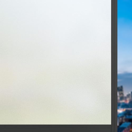 Blickdichte Fensterfolie 40 x 250 cm Statische Ohne Klebstoff Milchglasfolie Anti-Uv Geeignet Blickdicht Sichtschutzfolie Fenster für Zuhause Büro, Rein matt