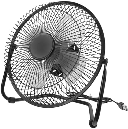 NUOBESTY Ventilador USB Silencioso para Escritorio Refrigeración para Ordenador Portátil Diseño Metálico Retro Mini Ventilador Portátil Negro