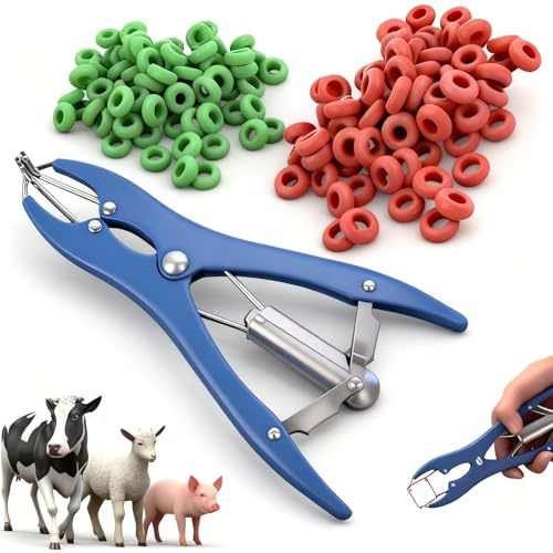 KALUROIL Alicates de castración para Cerdos con Pinzas, Herramienta Veterinaria de 22 cm, diseño ergonómico con Goma elástica, Ideal para Uso Seguro y fácil, Incluye Pinzas de 5.5 cm de extensión