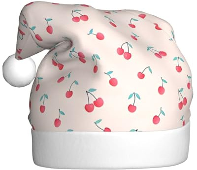 QAZWZML Bonitos sombreros de Navidad para adultos de cereza roja dulce con impresiones navideñas impresas, perfectos para actuaciones en escenario, fiestas de vacaciones y mucho más