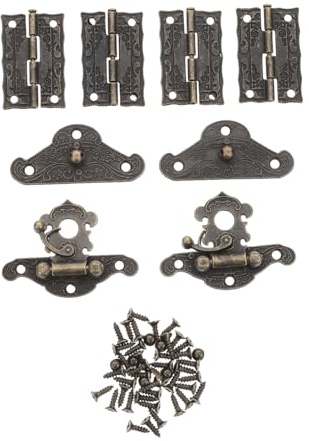 Ipetboom Lot de Loquets et Charnières Antiques pour Boîte Bijoux Ensemble Rétro Installation Simple pour Coffrets et Meubles Bois