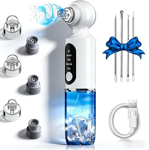 Mitesserentferner Porenreiniger Gesicht 3 Modi 6 Saugspitzen & Sichtbarem Wassertank, Patentiertes Design – Heißkompressen, zur Gesichtsreinigung Akne Behandlung Mitesser Sauger Hautpflege