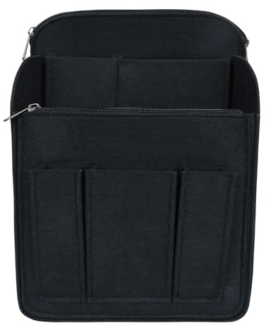HyFanStr Filz Rucksack Organizer mit Reißverschlusstasche, Handtaschen Organizer Taschenorganizer für Rucksack, Schwarz, Groß