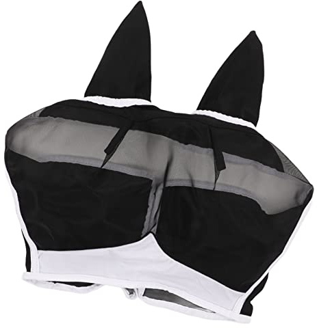 POENVFPO Avtagbar och Andningsbar Mesh-hästflugmask med öron UV-skydd Hästögonmask för Hästar i Alla storlekar. (S)