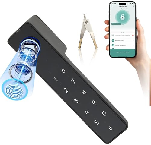 Fingerabdruck Türschloss mit App Steuerung – Smart Lock für Holztüren, 5 Wege zum Öffnen, Code/Bluetooth/Schlüssel, Magnet Schloss für Innenraum, 200 Tage Batterie, Gästezugang (Ohne IC-Karte)