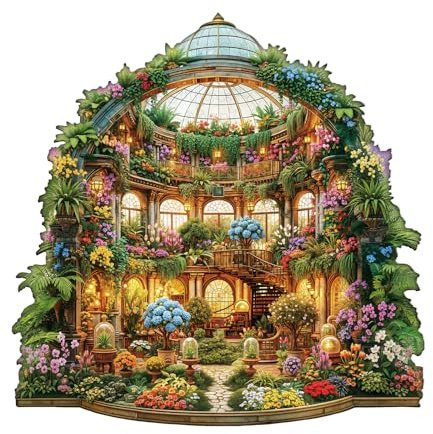 Jigfoxy Mystic Garden Hall Wooden Jigsaw Puzzles for Adults, 270pcs Unique Animal Shape Wood Puzzles, Birthday Gifts for Family Friend with wooden box(13.4 * 13.4in)