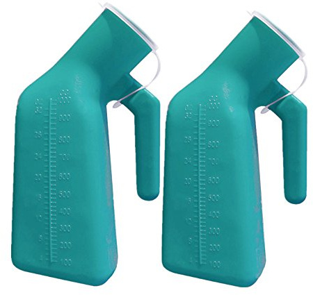 YUMSUM Thick Firm Male Urinal,YUMSUM Urine Bottle with Replacement Lids 32oz./1000mL (Green,2 Pack)