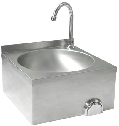 HENDI Lavandino da Cucina con Rubinetto a Ginocchio, Lavello Igienico, 400x428x(H)406mm, Acciaio Inox