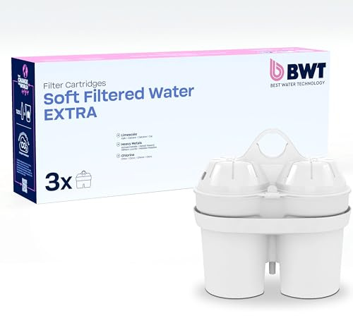 BWT cartucce filtranti – 3 pezzi SOFT FILTERED WATER EXTRA | Compatibili con brocche filtranti per acqua potabile | Riduce cloro, calcare, metalli pesanti | Per un gusto fresco e naturale