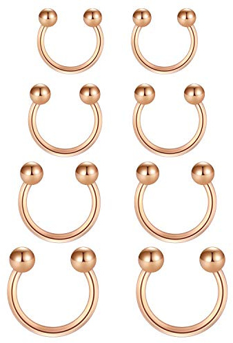 Funseedrr Nasenpiercing Hufeisen Lippenpiercing Septum Ring Set Chirurgenstahl 1,2mm Nase Lippe Ohrring Piercing Schmuck(6-12mm Durchmesser)
