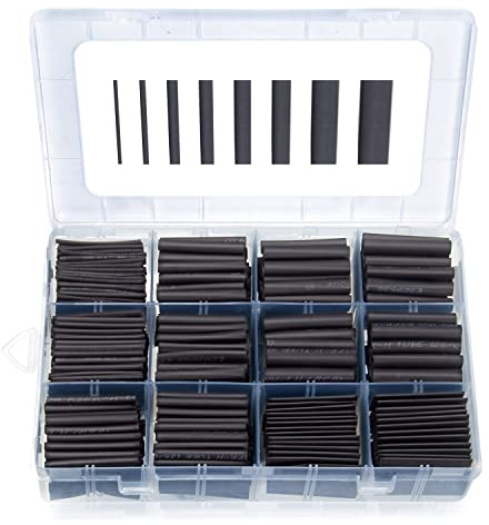 625pcs Heat Shrink Tubing Kit, Heat Shrink Tubes Wire Wrap, Ratio 2:1 Electrical Cable Sleeve Assortment with Storage Case for Long Lasting Insulation Protection by MILAPEAK (8 Sizes, Black)