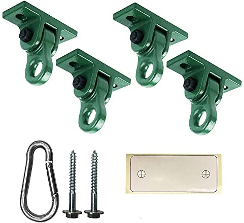 ABUSA Heavy Duty Green Swing Hangers Screws Bolts Included Over 5000 lb Capacity Playground Porch Yoga Seat Trapeze Wooden Sets Indoor Outdoor (4 Pack)