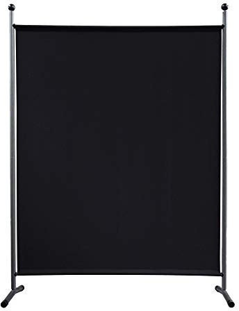 QUICK STAR Paravent 150 x 190 cm Stoff Raumteiler Groß Garten Stellwand Trennwand Balkon Sichtschutz Schwarz
